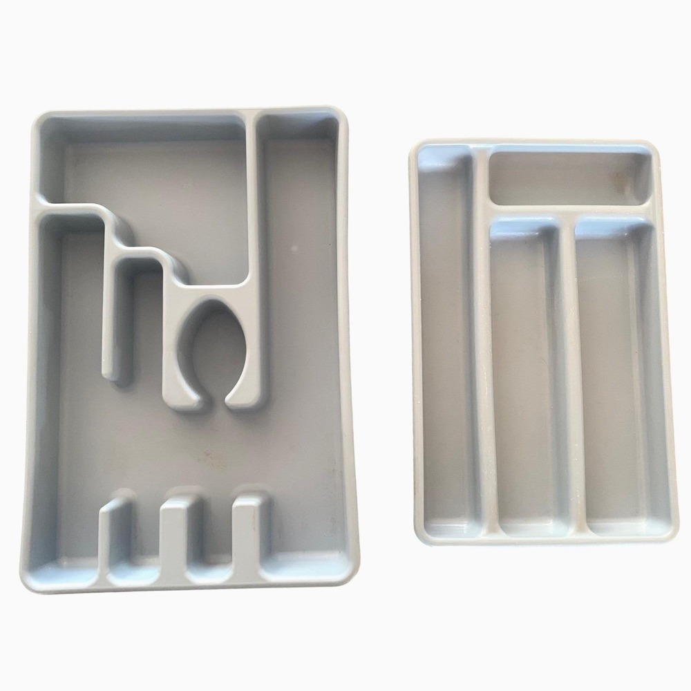 2 Vintage Rubbermaid Light Blue Plastic Drawer Organizer Trays Models 0522, 2921